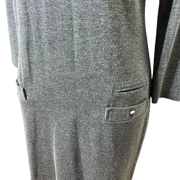 Sandro Scoop Neck Sheath Dress Women’s Size 8 Gray Mini Back Zip Pockets - Picture 7 of 13